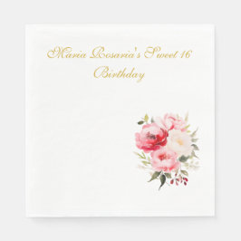 Servilleta De Papel Vajilla floral personalizada para Sweet 16
