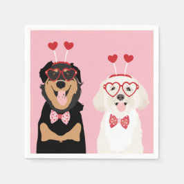 Servilleta De Papel Valentine Dogs Rottweiler Maltipoo Puppy