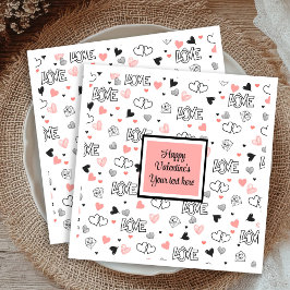 Servilleta De Papel Valentine Tablescape Love Text Sketch Style Napkin