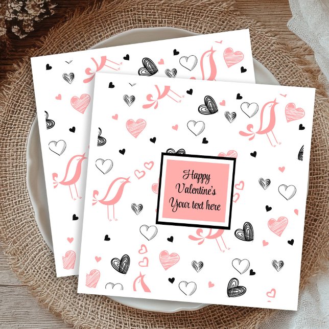 Servilleta De Papel Valentine Tableware Pink Black Love Sketch Napkins (Valentine Tableware Pink Black Love Sketch Napkins)