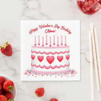 Servilleta De Papel Valentine's Day Birthday Cake Customizable Candles