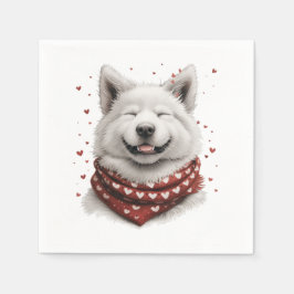 Servilleta De Papel Valentines Day Samoyed Dog