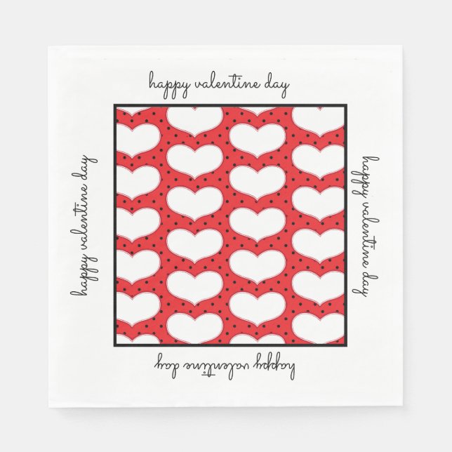 Servilleta De Papel Valentines Hearts and Polka Dots Paper Napkin (Anverso)
