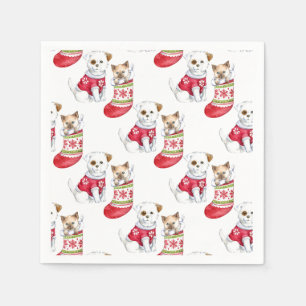 Servilleta De Papel Valores de perros y gatos de navidades