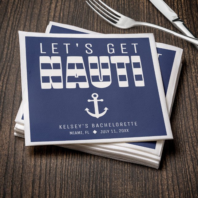 Servilleta De Papel Vamos a conseguir la fiesta de la soltera azul de  (Let's Get Nauti Blue Bachelorette Party Napkins
)