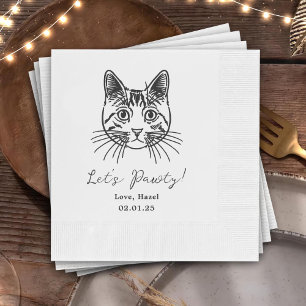 Servilleta De Papel Vamos a Pawty Personalizadas Gatos Dibujados Cócte