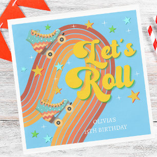 Servilleta De Papel Vamos a rodar patinaje de patinaje retro arco iris