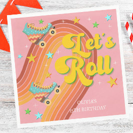Servilleta De Papel Vamos a rodar patinaje de patinaje retro arco iris