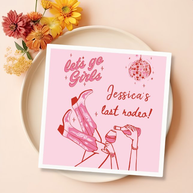 Servilleta De Papel Vamos Chicas Disco Vaquera Rosa Bachelorette (Subido por el creador)