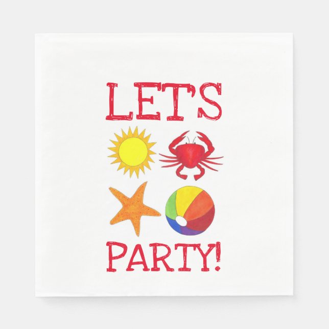 Servilleta De Papel ¡Vamos Fiesta! Cangrejo de playa Starfish Beachbal (Anverso)