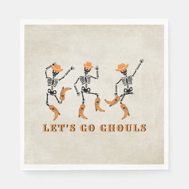Servilleta De Papel Vamos Ghouls Halloween Skeletons Cowboy (Anverso)