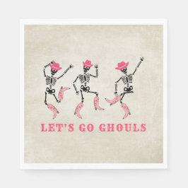 Servilleta De Papel Vamos Ghouls Halloween Skeletons Pink Cowgirl