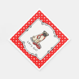 Servilleta De Papel ¡Vamos! (paseo) Perro Pug (flor claro) Cute de cor