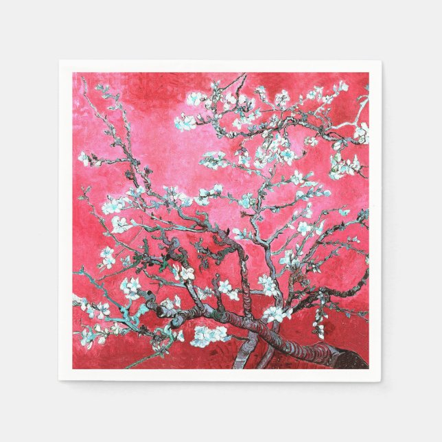 Servilleta De Papel Van Gogh Almond Blossoms azul rojo (Anverso)