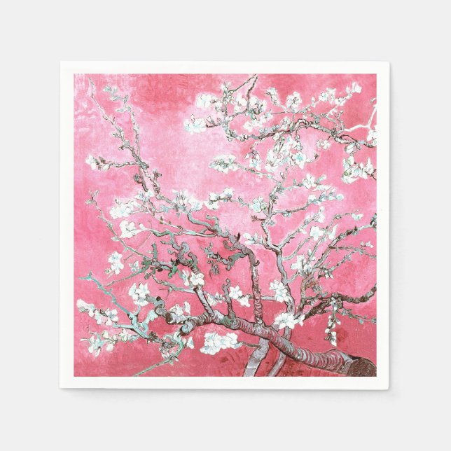 Servilleta De Papel Van Gogh Almond Blossoms Azul rosa (Anverso)