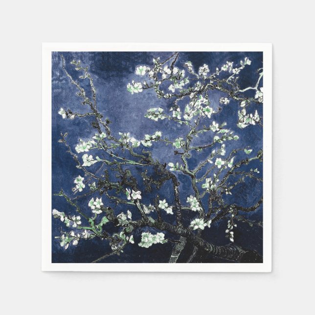 Servilleta De Papel Van Gogh Almond Blossoms Midnight Blue (Anverso)