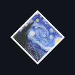Servilleta De Papel Van Gogh La Noche De Las Estrellas<br><div class="desc">Pintura del óleo del maestro holandés Vincent Van Gogh (1853-1890) Probablemente su pintura más famosa, Van Gogh pintó "La noche estrellada" en 1889 de memoria mientras estaba en un asilo en Francia donde se registró para la depresión. La escena representa la vista desde la ventana de su habitación. En la...</div>