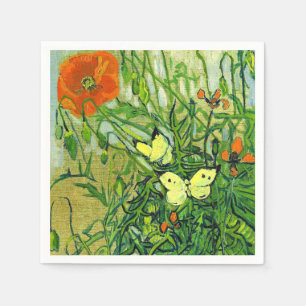 Servilleta De Papel Van Gogh - Mariposas y Amapolas