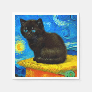 Servilleta De Papel Van Gogh Style Starry Night Cat