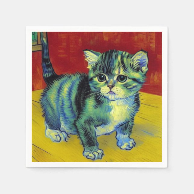 Servilleta De Papel Van Gogh Tabby Cat (Anverso)