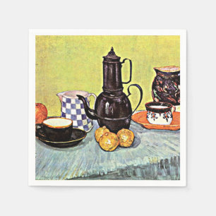 Servilleta De Papel Van Gogh - Vida fija con café con esmalte azul