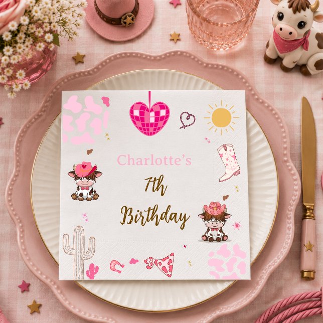 Servilleta De Papel Vaqueira Rosa Cumpleaños de vaca de las Tierras Al (Subido por el creador)