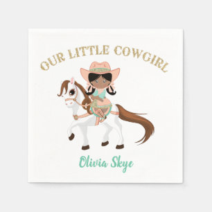 Servilleta De Papel Vaquera afroamericana a caballo Chicas Western
