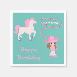 Servilleta De Papel Vaquera con caballo, feliz Fiesta de cumpleaños