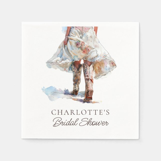 Servilleta De Papel Vaquera floral rústica Ducha de novia (Anverso)