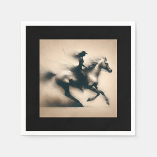 Servilleta De Papel Vaquera montando un caballo, gallina de la vaca oc