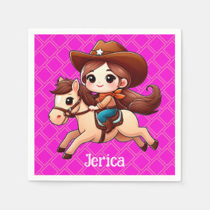 Servilleta De Papel Vaquera y caballo rosa occidental