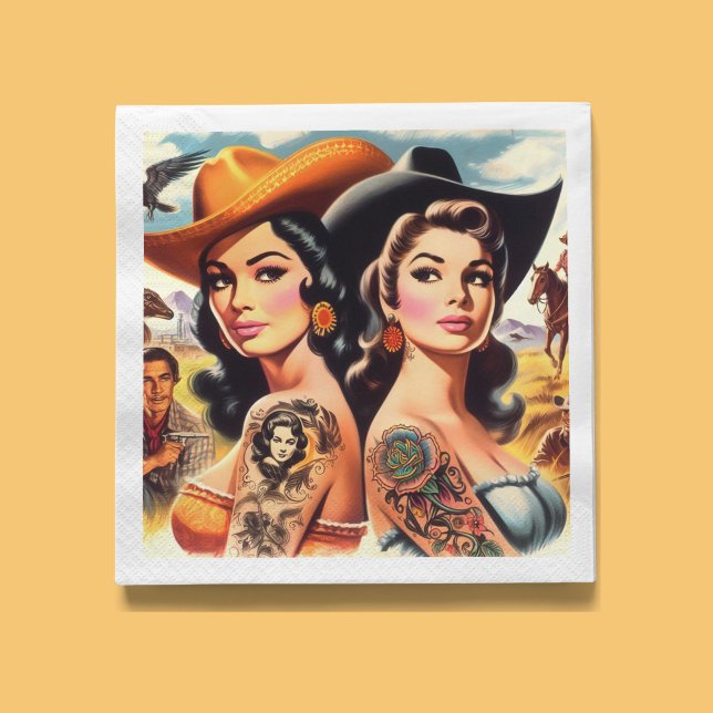 Servilleta De Papel Vaqueras Tatuadas Vintage (Subido por el creador)