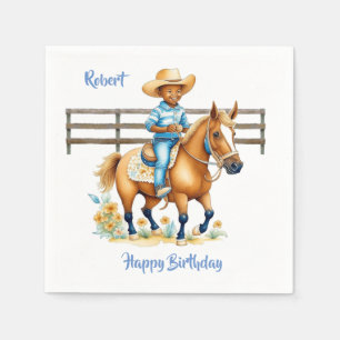 Servilleta De Papel Vaquero Occidental en Caballo Cumpleaños Personali