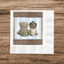 Servilleta De Papel Vaquero pequeño y Fiesta del oso de Teddy