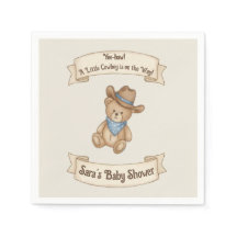 Vaquero Rústico Watercolor Boy Baby Shower Napkins