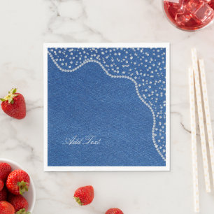 Servilleta De Papel Vaqueros de mezclilla azul con diamantes 
