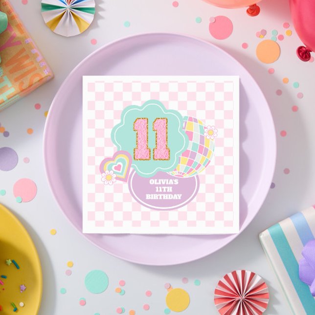 Servilleta De Papel Varsity elegante parche pastel cumpleaños 11 (Subido por el creador)