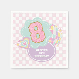 Servilleta De Papel Varsity preppy parche pastel 8Cumpleaños