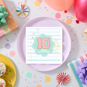 Servilleta De Papel Varsity preppy parche portátil pastel 10 cumpleaño