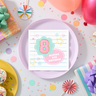 Servilleta De Papel Varsity preppy parche portátil pastel 8Cumpleaños