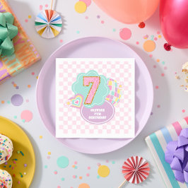 Servilleta De Papel Varsity preppy pastel parche 7 cumpleaños