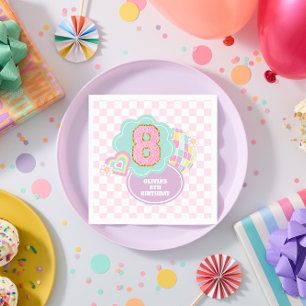 Servilleta De Papel Varsity preppy pastel parche 8 cumpleaños