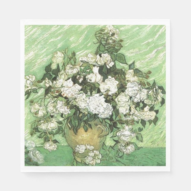 Servilleta De Papel Vase con Rosas - Van Gogh (Anverso)