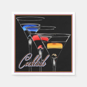 Servilleta De Papel Vasos de cóctel coloridos Servilletas negras