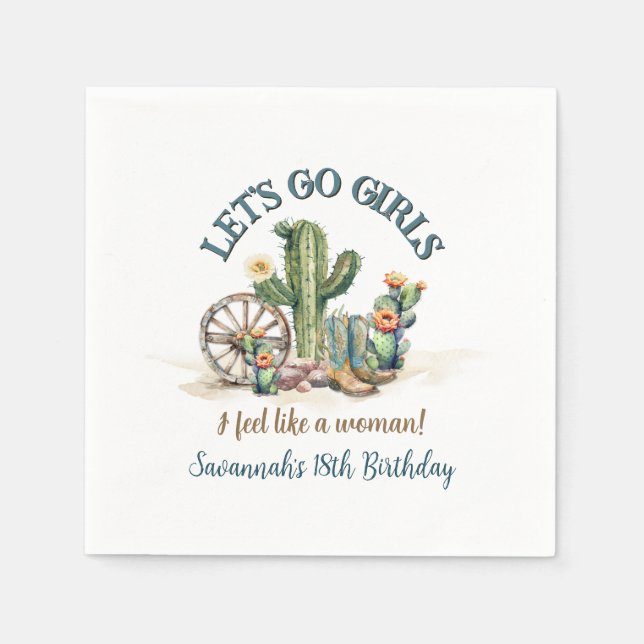 Servilleta De Papel Vayamos Chicas Vaquera Rodeo Personalizado Fiesta  (Anverso)