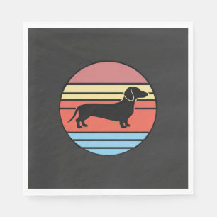 Servilleta De Papel Vector Atardecer Perro Dachshund Retro