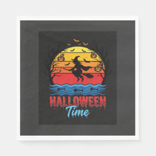Servilleta De Papel Vector Bruja Atardecer Halloween
