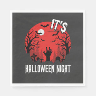 Servilleta De Papel Vector Cementerio Espeluznante Noche de Halloween