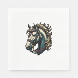 Servilleta De Papel Vector de cabeza de caballo de grabado vintage