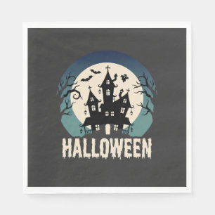 Servilleta De Papel Vector de Casa Embrujada de Halloween a la Luz de